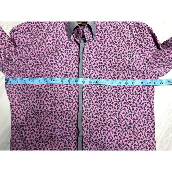 STYLISH DAST CARDIN MENS PINK AND GRAY LONG SLEEVE BUTTON UP SHIRT SIZE LARGE - Picture 9 of 12